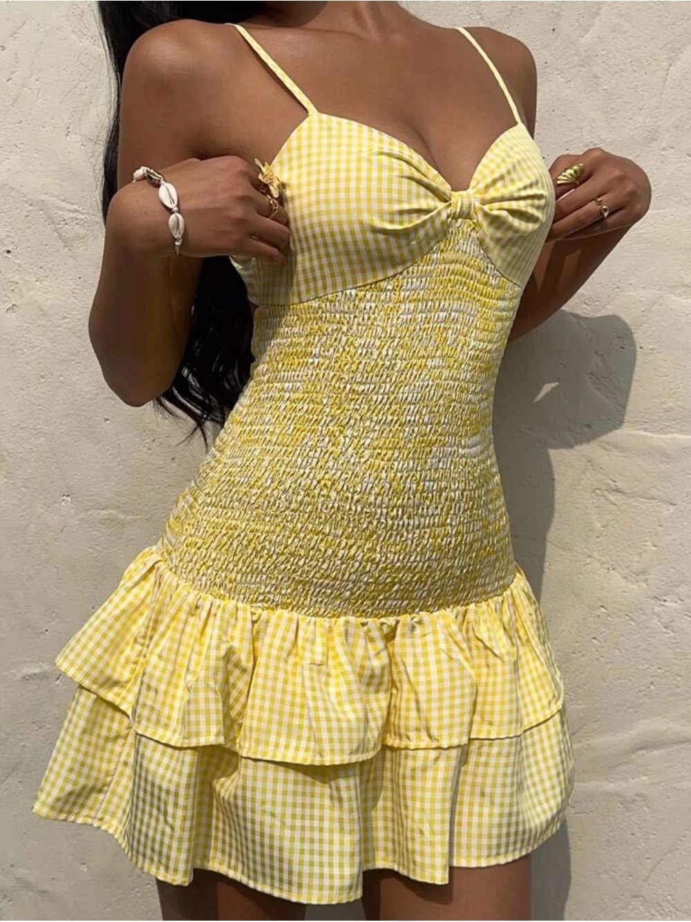 Casual Backless Bowknot Ruffle Hem Cami mini dress - Picture 4 of 4